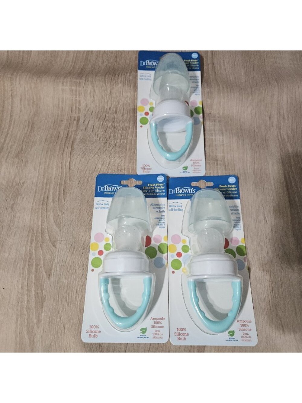 3  Dr. Brown's Designed to Nourish  Fresh Firsts Silicone Feeder Mint 4+ Months